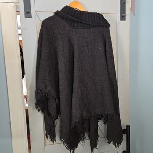 Cozy Black Knit Poncho Sweater